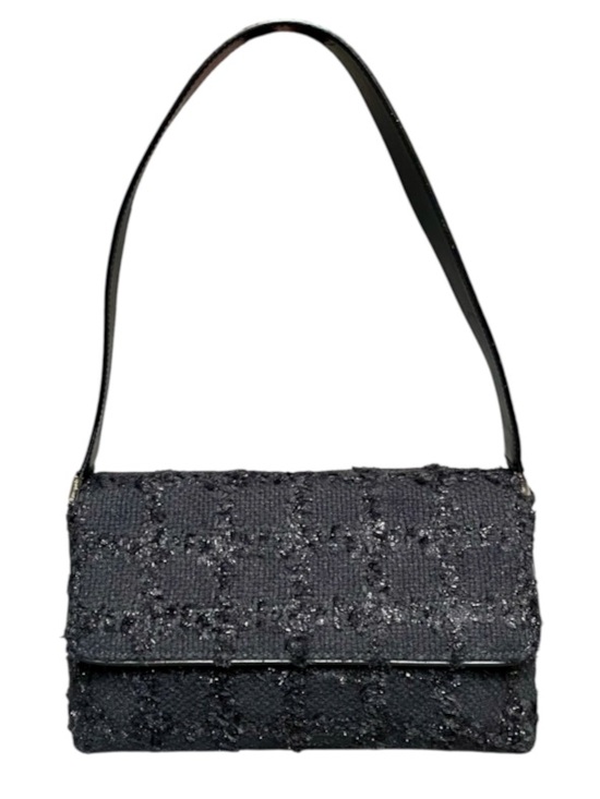 kate spade Handbags - Kate Spade Made in Italy Vintage Black Tweed w/Metallic Grid Accent Shoulder Bag